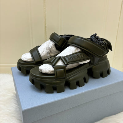 Prada Chunky Sandals in Nappa Leather with Velcro Fasteners Sz 37