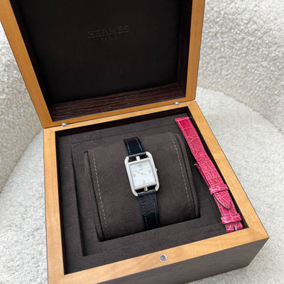 Hermes Cape Cod PM 31mm Quartz Watch with Noir Black Alligator Strap + Extra Strap (Framboise Alligator) worth $700