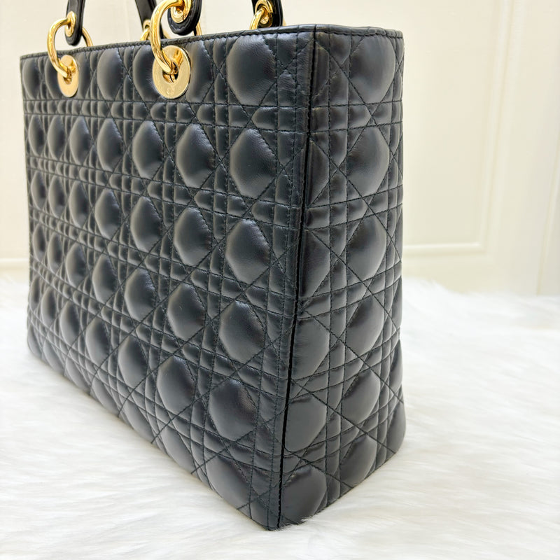 Dior Large Lady Dior in Black Lambskin and GHW