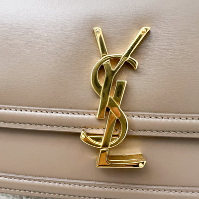 Saint Laurent YSL Small Solferino Satchel Bag in Milk Tea Beige Calfskin and AGHW