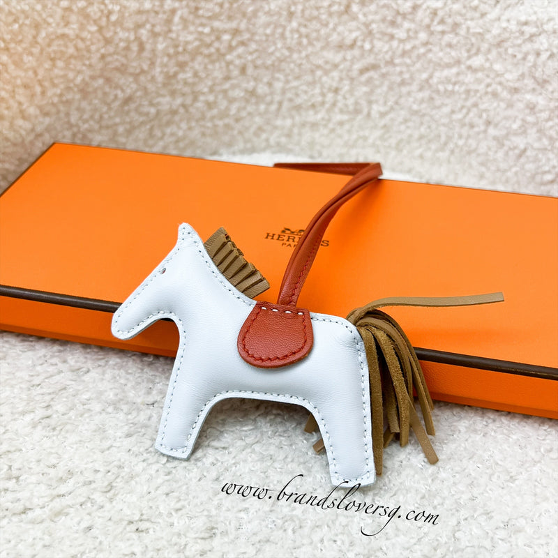 Hermes Rodeo PM Charm in Bleu Brume / Chai / Cornaline