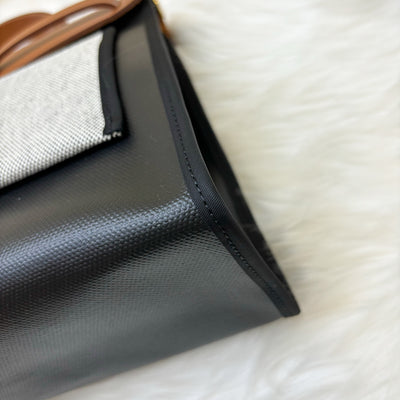 Hermes Herbag Zip 31 in Noir and Ecru / Noir Canvas, Fauve Leather and GHW