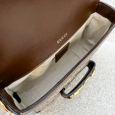 Gucci Horsebit 1955 Mini Bag in GG Fabric Canvas and GHW (2 Straps)