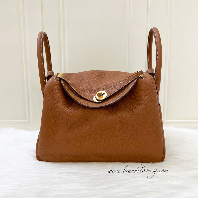 Hermes Lindy 30 in Gold Clemence Leather and GHW