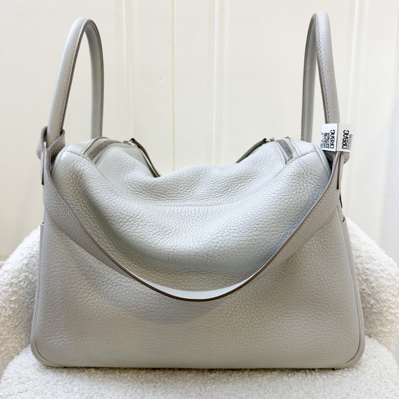 Hermes Lindy 30 in Gris Perle Clemence Leather and PHW