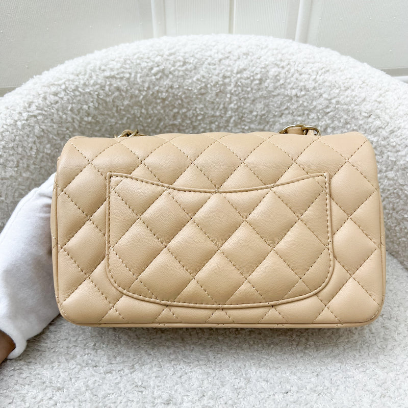 Chanel Classic Mini Rectangle in 22C Beige Stiff Lambskin and LGHW