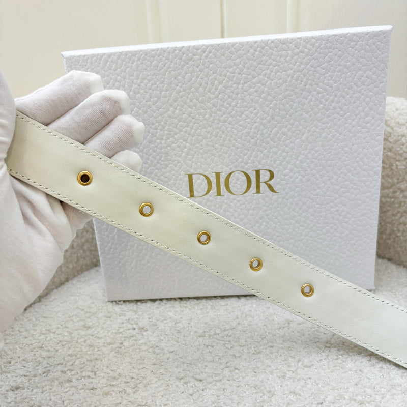 Dior 30 Montaigne Belt in White Cannage Lambskin and GHW Sz 75