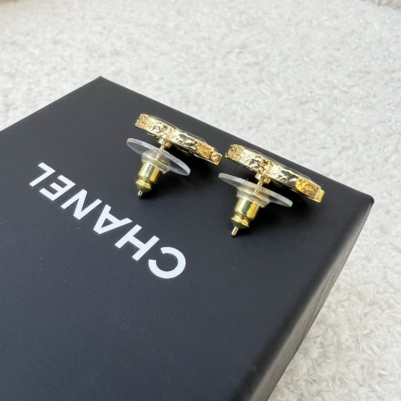 Chanel CC Logo Earrings with Black Enamel