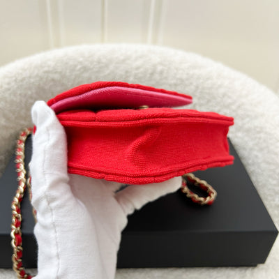 Chanel 23C VIP Clutch on Chain in Red Jersey and LGHW (Model: CD0104)