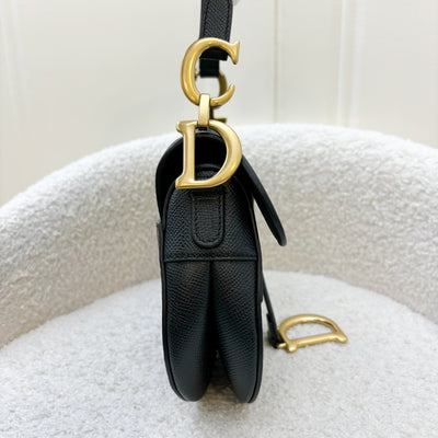 Dior Mini Saddle Bag In Black Grained Calfskin GHW