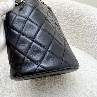 Chanel 22S New Pearl Crush Bucket Bag in Black Lambskin and AGHW