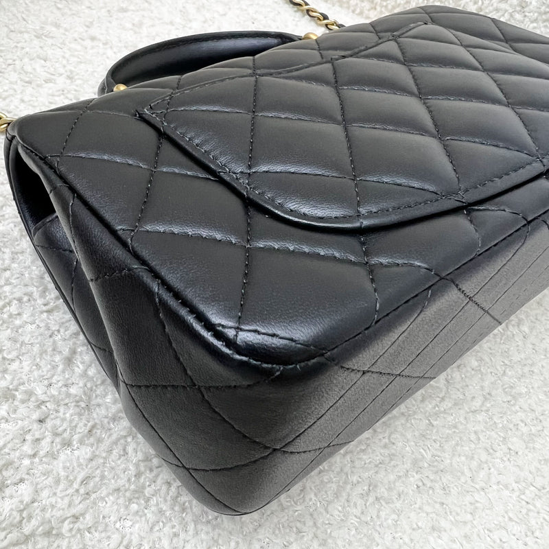 Chanel Top Handle Mini Rectangle Flap in Black Lambskin and GHW