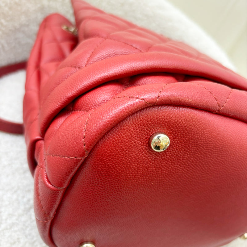 Chanel 19B Drawstring Bucket Bag in Red Caviar and LGHW