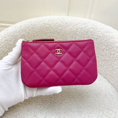 Chanel Classic Mini O-Case in Dark Pink Caviar and LGHW