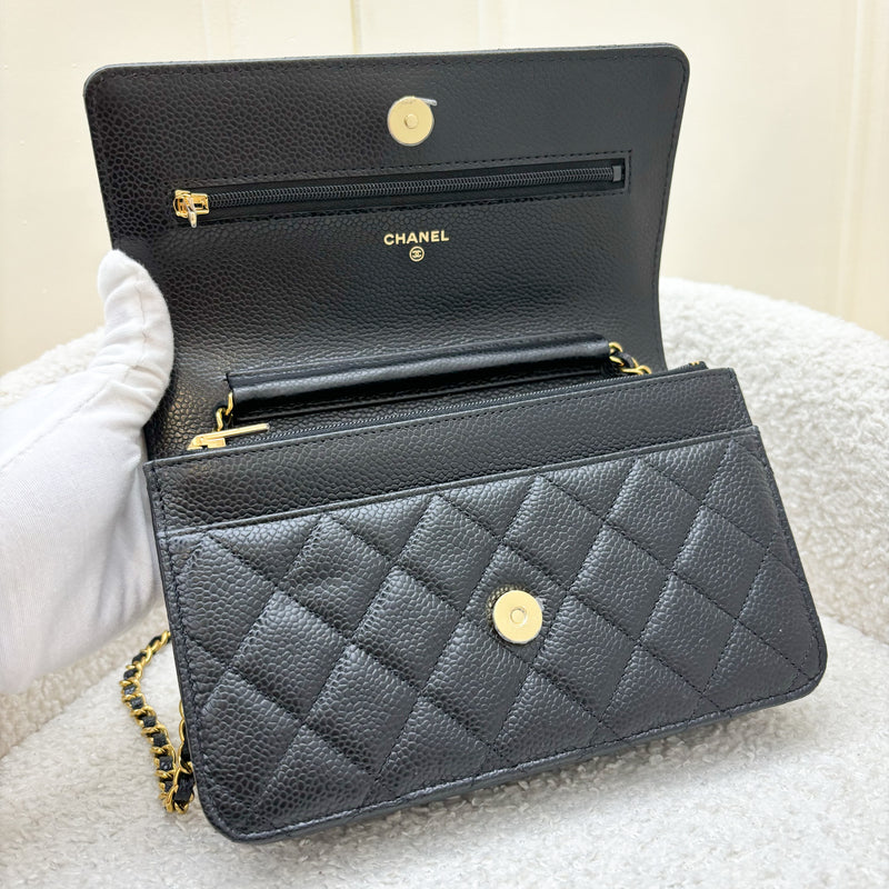 Chanel Classic Wallet on Chain WOC in Black Caviar and GHW