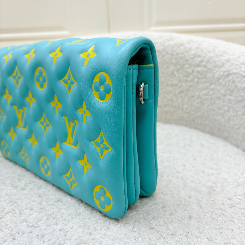 LV Pochette Coussin in Yellow / Cyan Monogram Embossed Lambskin and GHW