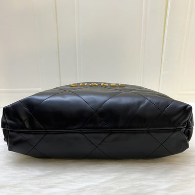 (2024 Receipt) Chanel 22 Small Hobo Bag in Black Calfskin and AGHW (Model: AS3260)