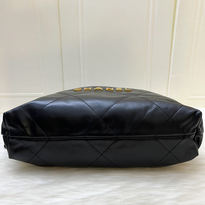 (2024 Receipt) Chanel 22 Small Hobo Bag in Black Calfskin and AGHW (Model: AS3260)