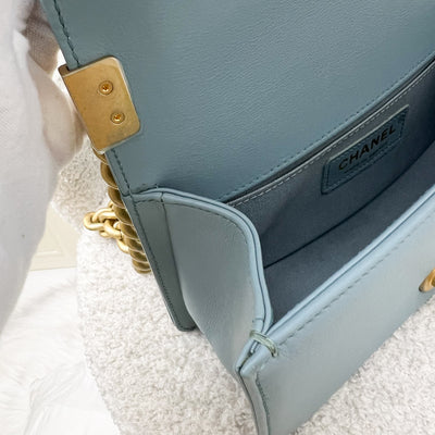 Chanel Small 20cm Boy Flap in Seafoam Lambskin and AGHW