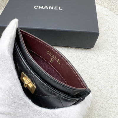 Chanel Limited Edtion Flat Cardholder in Black Calfskin With Charms AGHW