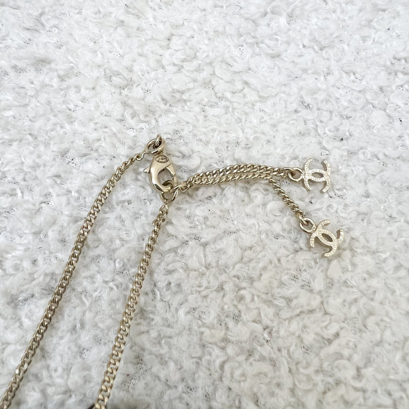 Chanel 15C CC Logo with Crystals Long Necklace in AGHW