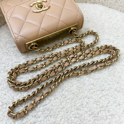 Chanel Trendy CC Micro Bag / Clutch on Chain in Beige Lambskin and LGHW