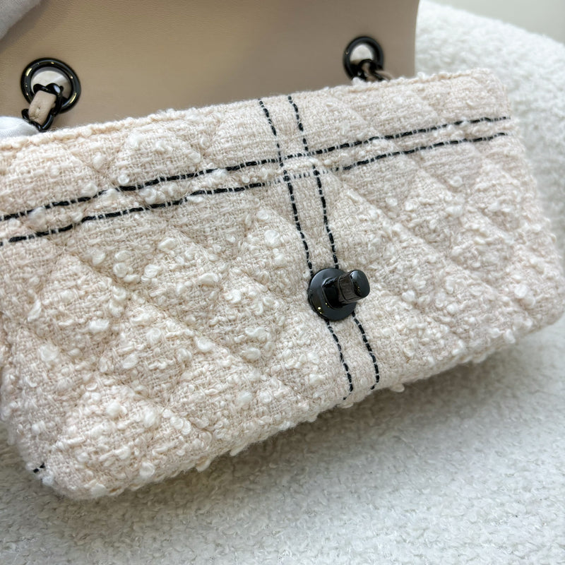 Chanel Classic Mini Rectangle Flap in Pink Tweed and Black HW