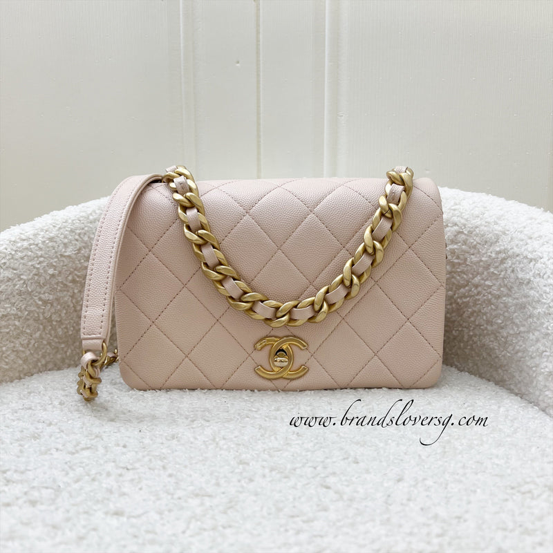 Chanel 20A Small Fashion Therapy Flap Bag in Light Pink Caviar and AGHW