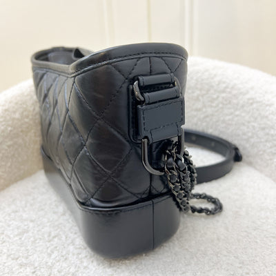 Chanel So Black Small Gabrielle in Black Distressed Leather and Black HW