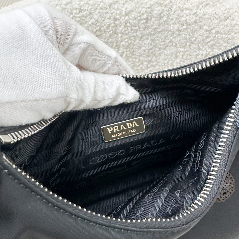 Prada Re-Edition 2005 Shoulder Bag in Black Nylon, Sequins and SHW