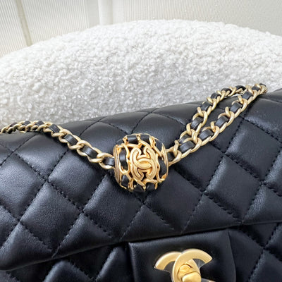 Chanel 22S Pearl Crush Mini Rectangle Flap in Black Lambskin and AGHW