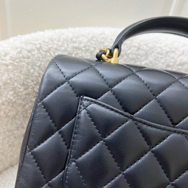 Chanel Top Handle Mini Rectangle Flap in Black Lambskin and GHW