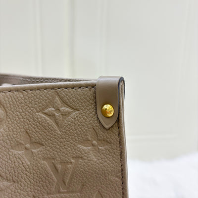 LV Onthego MM in Tourterelle Empreinte Leather and GHW