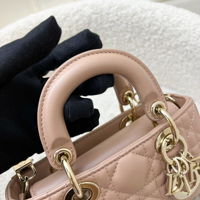 Dior Micro Lady D-Joy Bag in Rose des Vents Cannage Lambskin and LGHW (Model: S0910ONGE, Colour: M49P)