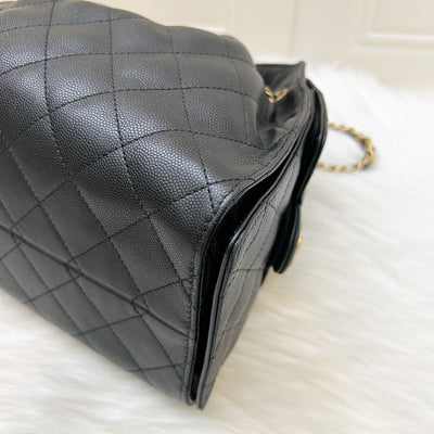 Chanel 25 Small Hobo Bag in Black Caviar and AGHW (Model: AS5293)