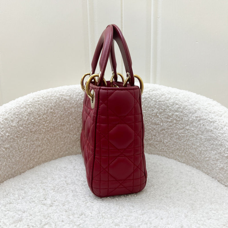 Dior Mini Lady Dior in Cherry Red Lambskin and GHW