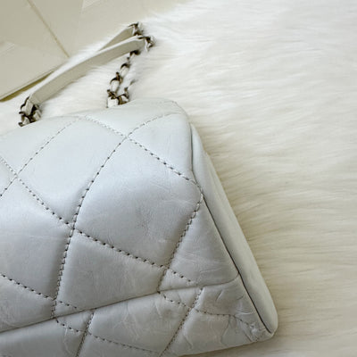 Chanel Just Mademoiselle Bowling Bag in White Calfskin and AGHW