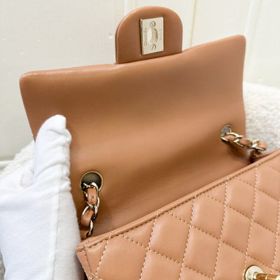 Chanel Classic Mini Rectangle Flap in 21P Caramel Lambskin and GHW