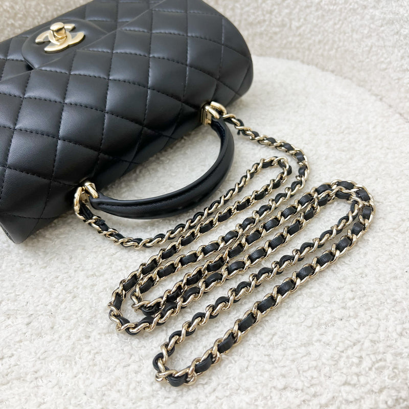 Chanel Top Handle Mini Rectangle Flap in Black Lambskin and LGHW