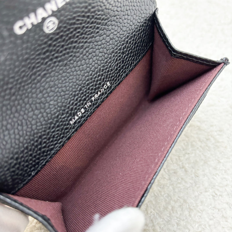 Chanel Classic Snap Card Holder in Black Caviar and SHW