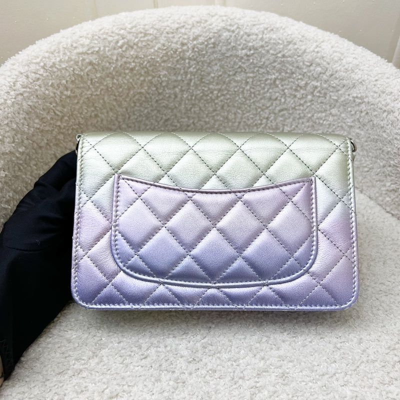 Chanel Classic Wallet on Chain WOC in 21K Iridescent Rainbow Calfskin and SHW
