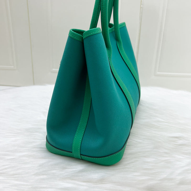 Hermes Garden Party 30 in Vert Veronese Canvas, Menthe Leather and PHW