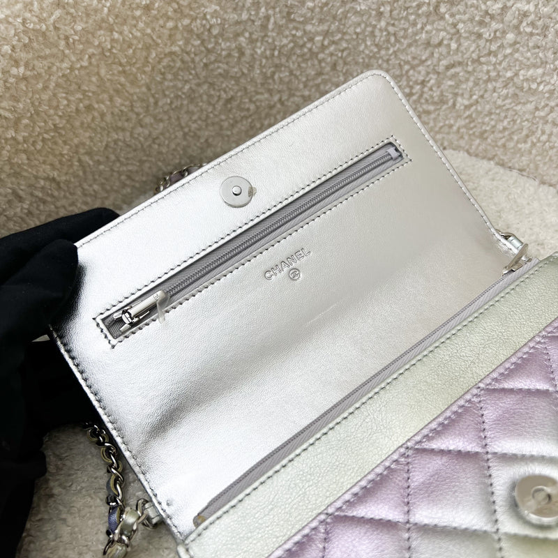 Chanel Classic Wallet on Chain WOC in 21K Iridescent Rainbow Calfskin and SHW