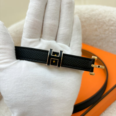 Hermes Pop H Belt in Black Epsom Leather and RGHW Sz 75