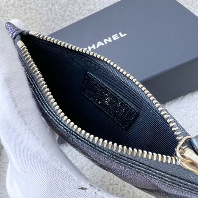 Chanel Flat Zipped External Slots Card holder in Iridescent Black Caviar and LGHW