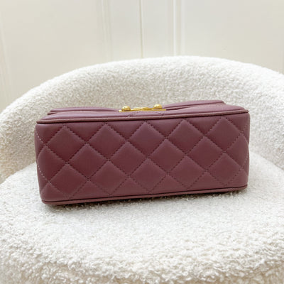 Chanel 16C Pagoda Small Flap in Dark Pink Lambskin and Gosgrain and AGHW