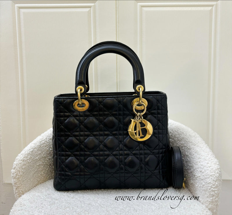 Dior Medium Lady Dior in Black Lambskin and GHW