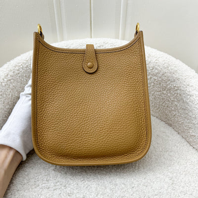 Hermes Mini Evelyne TPM in Biscuit Clemence Leather and GHW