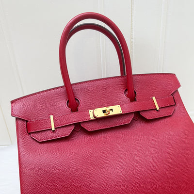 Hermes Birkin 30 in Rouge Casaque Epsom Leather and GHW