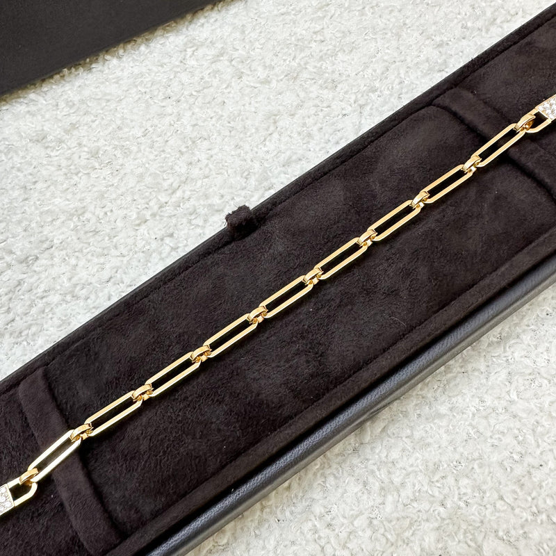 Hermes Kelly Chaine PM Bracelet Semi Pave with Diamonds in 18K Yellow Gold